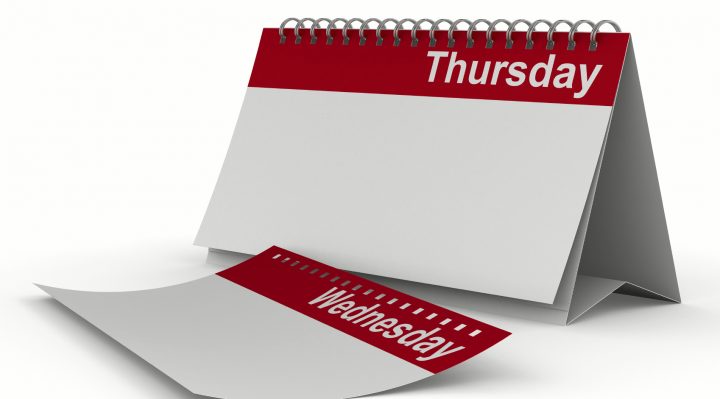 Calendar for thursday on white background. Isolated 3D image